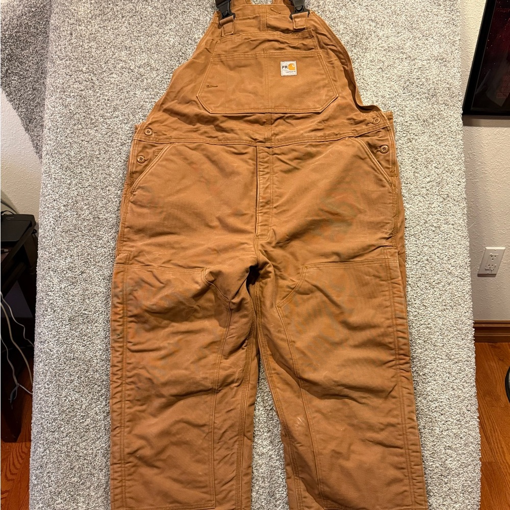 Carhartt FR Overalls Mens 50x36 * Flame Resistant Heavy Quilt Lined Bib Workwear